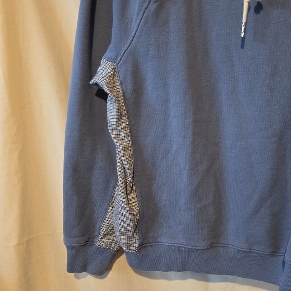 Lacoste Men's Medium Blue Sweatshirt with Tattersall Plaid Hood Sides - Picture 5 of 7